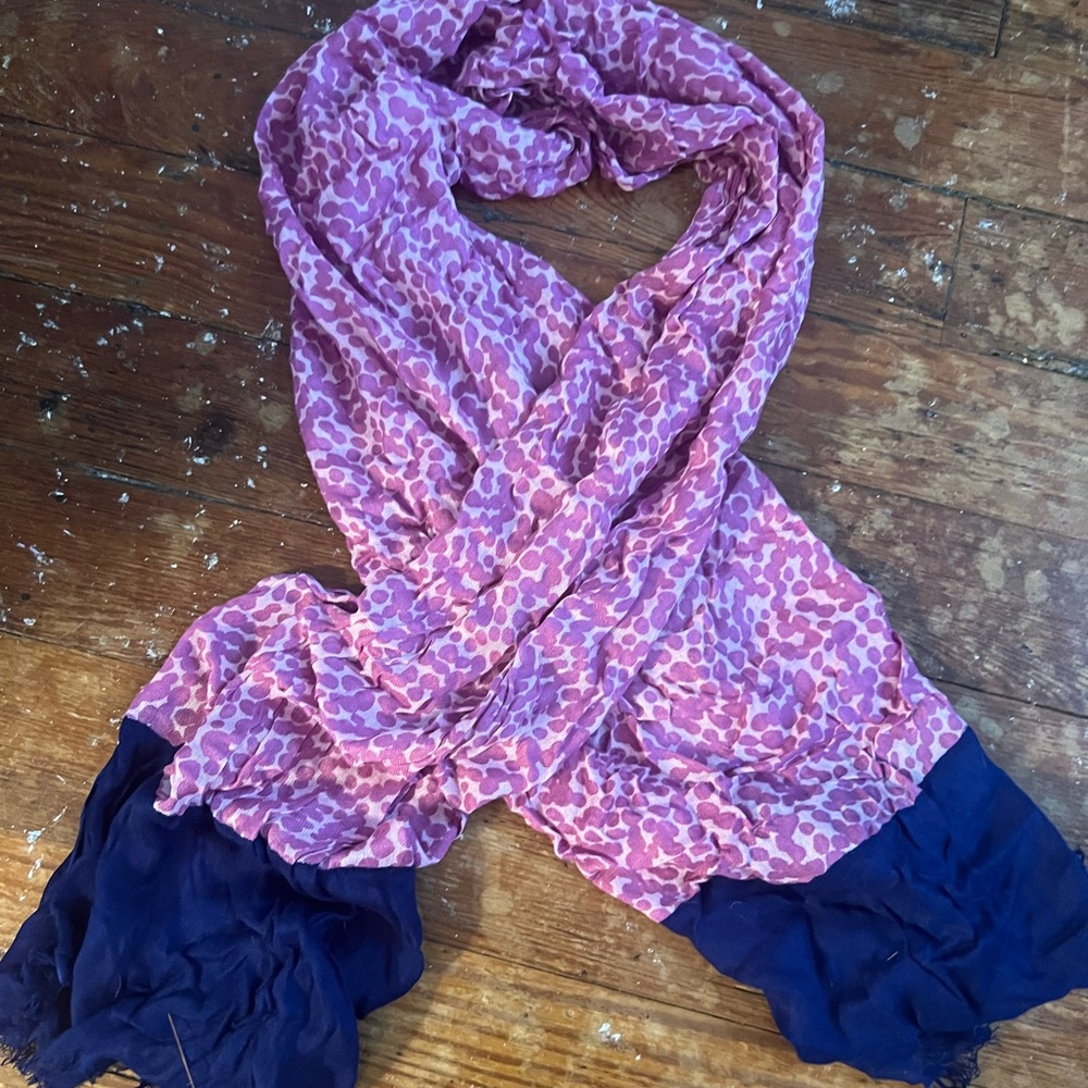 Banana Republic Pink Patterned Scarf with Navy Trim